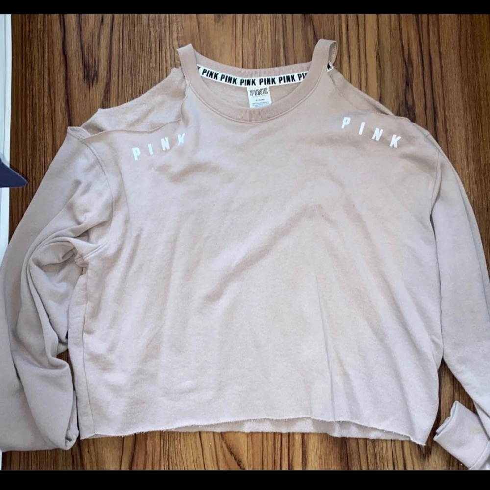 Pink open shoulder crop top